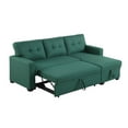 thumbnail image 2 of Kingfisher Lane Polyester Fabric Reversible Sleeper Sectional Sofa-Green, 2 of 12