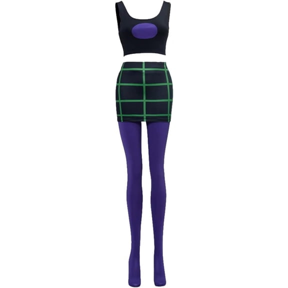 Sam Manson Costume Women's Crop Tops Tights Split Mini Skirt Full Set