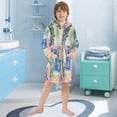 thumbnail image 5 of FORMRS Niños Bathrobe Unisex Hooded Robe Soft Plush Pajamas Sleepwear, Size 2-3T, Yellow Seaside, 5 of 7