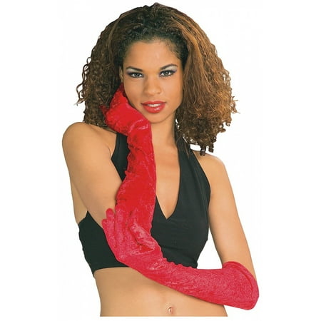 Long Velvet Gloves Adult Costume Accessory Red