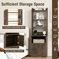thumbnail image 3 of Spaco Bedside Tables Tall Nightstands with 5 Open Shelf and Cabinet-Rustic Brown, Tall Bookshelf, Shelves for Living Room, Home Office, Bedroom, Balcony, 3 of 7