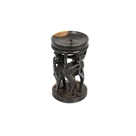 Handcarved Ebony Family Tree Candle Holder