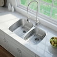 thumbnail image 3 of KRAUS Premier 32” Undermount 60/40 Double Bowl 18-Gauge Stainless Steel Kitchen Sink, 3 of 7