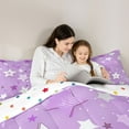 thumbnail image 4 of Castle Fairy Cartoon Stars Print Bedding Comforter Set 7 Pieces for Kids Children Teens,Dreamy Princess Full Bedding Set Lightweight,Purple White Fitted Sheet Flat Sheet,Breathable Home Decor, 4 of 8