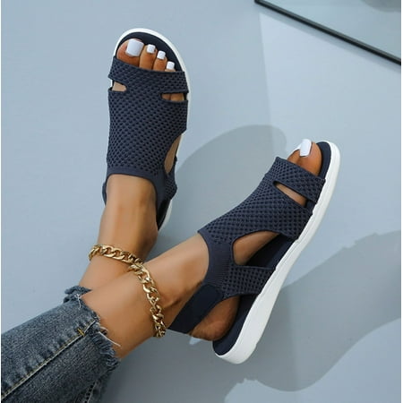 Women Stretch Orthopedic Sandals Open Toe Breathable Platform Shoes  Women s Comfy Knit Sports Sandals Fish Mouth Soft Sole Casual Shoes Womens Open Toe Mesh Upper Sandal