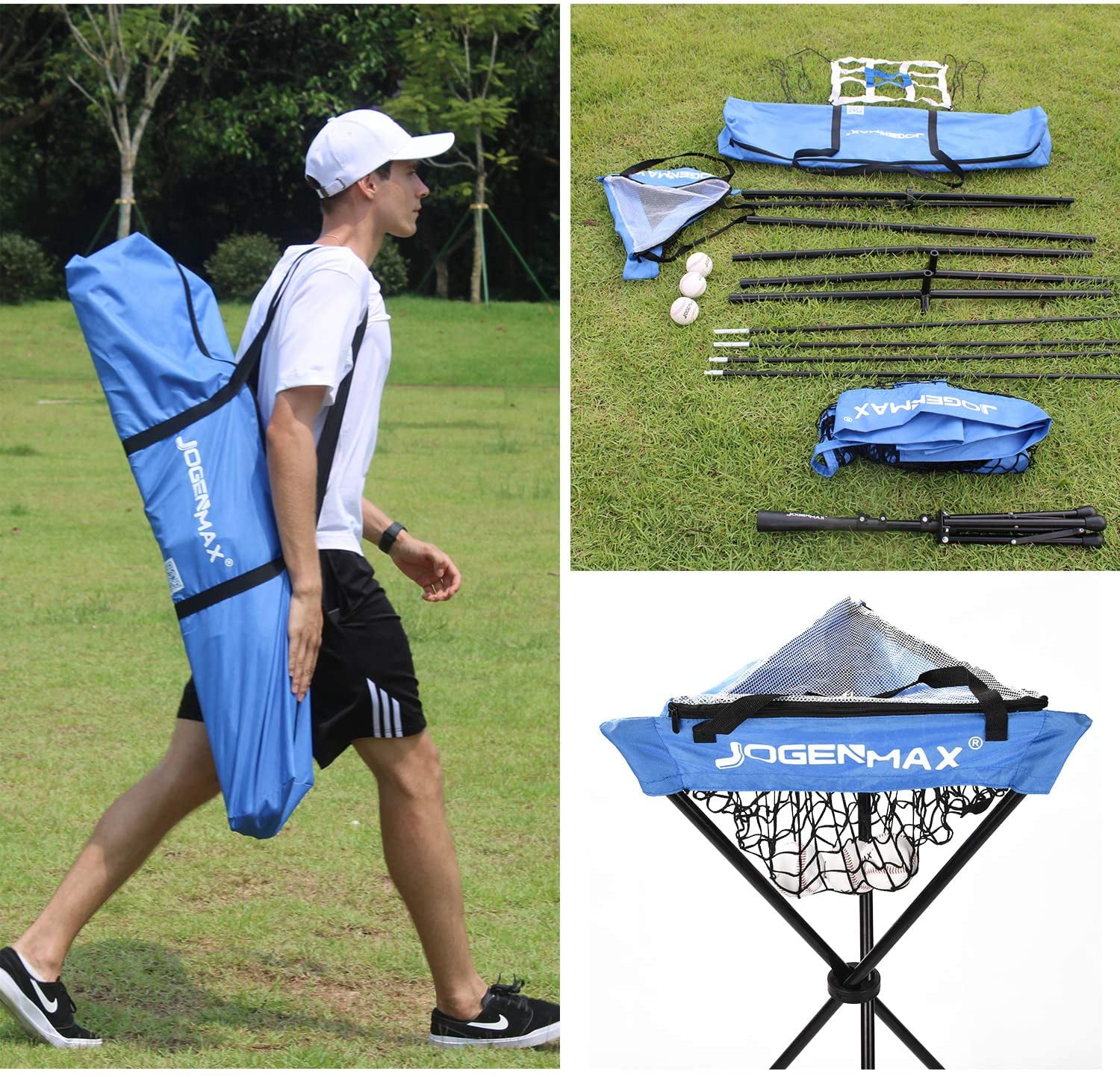 JOGENMAX 7x7 DLX Practice Net Baseball Softball Pitching Batting Training Equipment Set