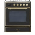 thumbnail image 2 of ILVE Majestic II 30" LP Glass Door Modern Metal Range in Glossy Black/Brass, 2 of 3