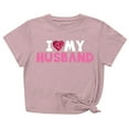 thumbnail image 2 of Lilgiuy Valentines Day Gifts Womens Valentine Round Neck Shirt Fun I LOVE MY HUSBAND Letter Print Short Sleeve Tee Family Holiday T-Shirt Blouse for Take Photo, 2 of 5