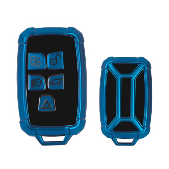 Xotic Tech Blue TPU w/ Printed 5-Button Key Fob Shell Cover Case, Compatible with Range Rover Sport Evoque Velar Discovery4 Jaguar XE XF XJ F-PACE F-TYPE Smart Keyless Entry Key