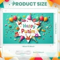 thumbnail image 2 of Colorful Happy Purim Banner Festive Purim Display Mask Design Party Hat Decor Festive Backdrop for Jewish Holiday Purim Celebration Indoor Party, 2 of 9