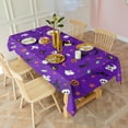 thumbnail image 5 of Purple Halloween Pattern Rectangle Tablecloth 60"x102",Waterproof Polyester Rectangle Table Cloth, Wipeable Spillproof Polyester Tablecloth for Dining, Camping, Indoor and Outdoor, 5 of 6