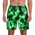 thumbnail image 2 of Picia Green Tie Dye pattern Mens Swim Trunks with Compression Liner Stretch Beach Shorts Quick Dry with Zipper Pockets No-Chafing Board Shorts-Medium, 2 of 9