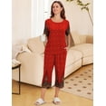 thumbnail image 5 of Ekouaer Women's Two Piece Lounge Set Short Sleeve Shirt and Capri Pants Mumu Pajama with Pockets Loungewear Pjs Sets, 5 of 7