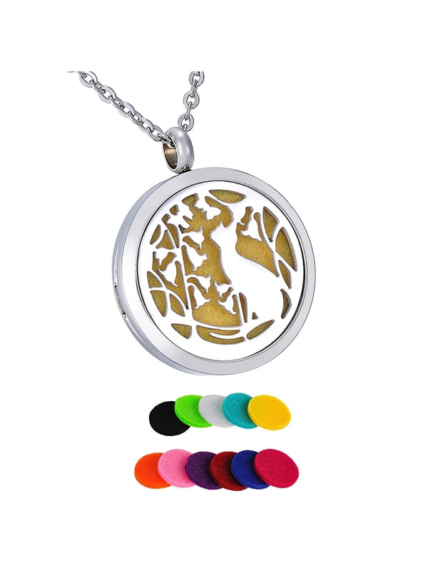 Round Cat Garden Aromatherapy Perfume Essential Oil Diffuser Pendant Necklace by Valyria