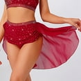 thumbnail image 4 of inlzdz Womens Modern Dance Skirt High Waist Sparkly Rhinestone Irregular Hem Dancewear for Competition Burgundy XL, 4 of 7