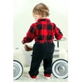 thumbnail image 4 of Younger Tree Infant Toddler Baby Boy Clothes Set Newborn Long Sleeve Flannel Plaid Bodysuit Pants Fall Winter Outfits for 12-18 Months, 4 of 9