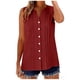 thumbnail image 1 of Camisas de Verano de la Mujer Y Tops Cuello V sin Mangas Botón Completo Blusa, Tops sin Mangas de la Mujer de Verano de Color Sólido Casual Transpirable, 1 of 6