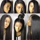 thumbnail image 1 of Peluca frontal de encaje 360 con línea de cabello pre-depilada, cabello liso Yaki claro, 14 pulgadas, densidad del 150%, 1B, gorra pequeña., 1 of 5