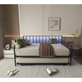 thumbnail image 3 of CoSoTower Twin Daybed with Rgb Led Lights & Charging Station, Height Adjustable Day Bed Frame with Trundle, Versatile Metal Sofa Bed Frame for Bedroom, Living Room, Guest Room, Black, 3 of 8