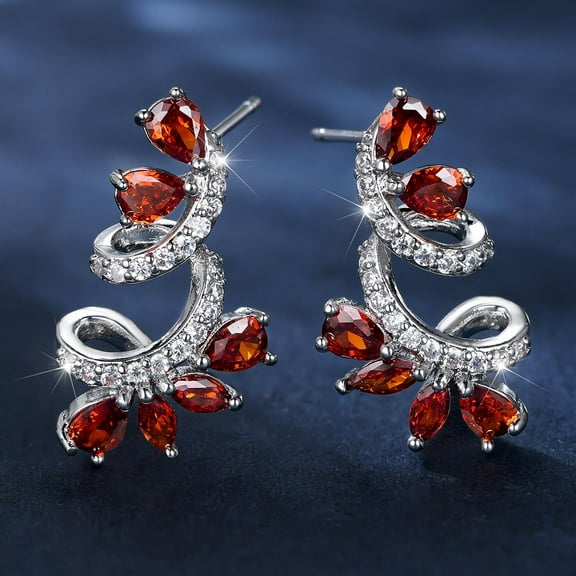 SEPARQI  925 Sterling Silver Stud Earrings Birth Cubic Zircon Fashion Jewelry For Women