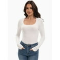 thumbnail image 3 of Womens Square Neck T Shirts Long Sleeve Tops Fitted Tees, 3 of 6