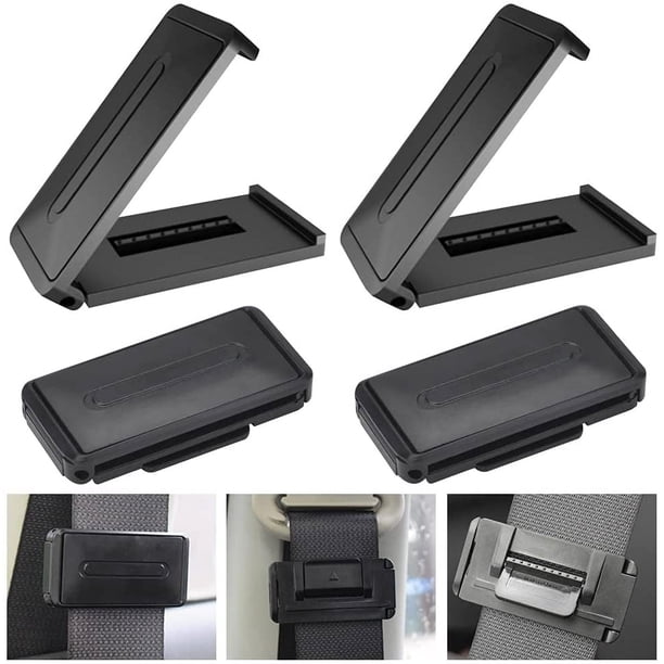 clips ajustables para cinturón de seguridad ABS, ajustador duradero, bloqueo universal para cinturones de seguridad de coche para niños y adultos, color negro.