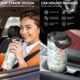 thumbnail image 5 of Floral 30oz Handheld Travel Tumbler with Handle – Double Wall Stainless Steel Insulated Cup, Flip Straw Lid, Leak-Proof & BPA-Free, Durable Hot & Cold Drink Mug,Thanksgiving, Xmas, Spring ,Flower, 5 of 6