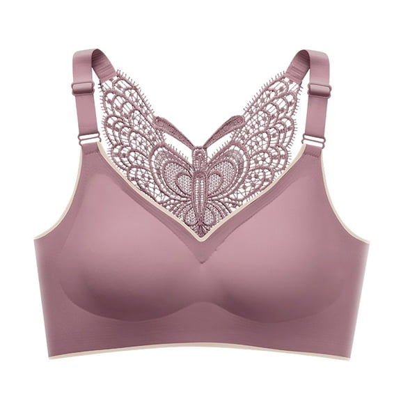 Gyexs Women's Ice Silk Comfort Wireless Bra Support Large Bust Back Smoothing Jelly Bras for Women, Purple, Size XXXXL