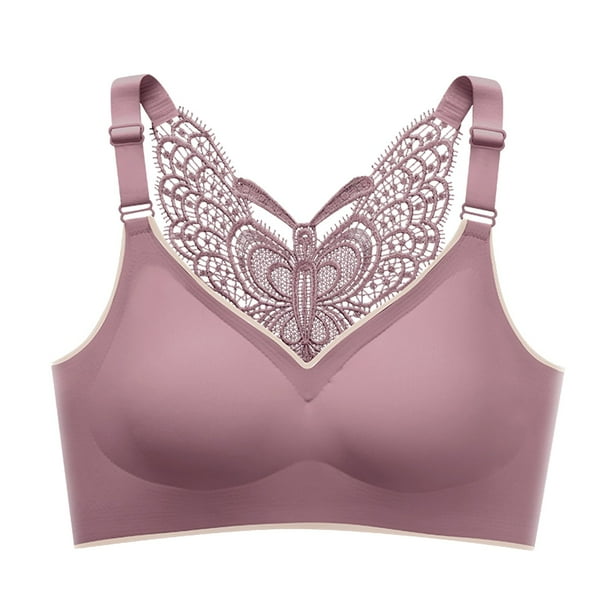 Gibobby Sujetador cómodo de verano para mujer, de seda helada, con grande en la espalda, pecho grande, Brasieres para mujer(Morado,XXL)