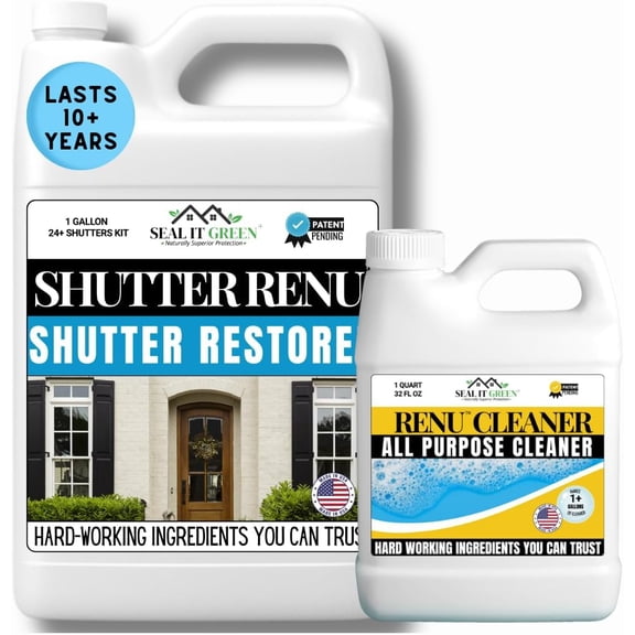 Premium Restorer-Restores Original Color & Rejuvenates Faded Shutters, Patio Furniture, Doors & More | Eco-Friendly |Lasts 10 Yrs.| Includes Powerful Cleaner | Gallon Kit