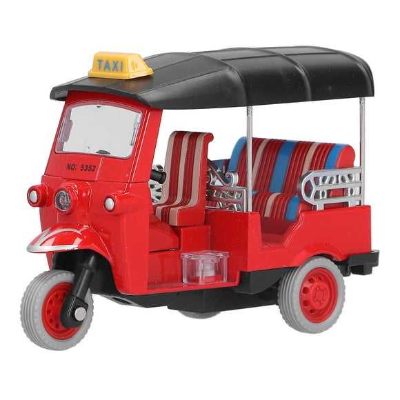 Tricycle thaïlandais à tirer, simulation de tuk-tuk en alliage, modèle de voiture, jouet pour enfants, rouge