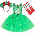 thumbnail image 2 of Disfraz de árbol de Navidad verde brillante para niñas, vestido de tutú elegante para fiesta de Navidad, ropa de elfo navideño para bebés y niños pequeños, regalos, 2 of 5