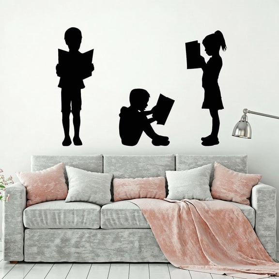 Children's Reading Vinyl Wall Decal Kids Library School Book Wall Stickers for Kids Room Decoration Removabel Wallpaper 42x29cm