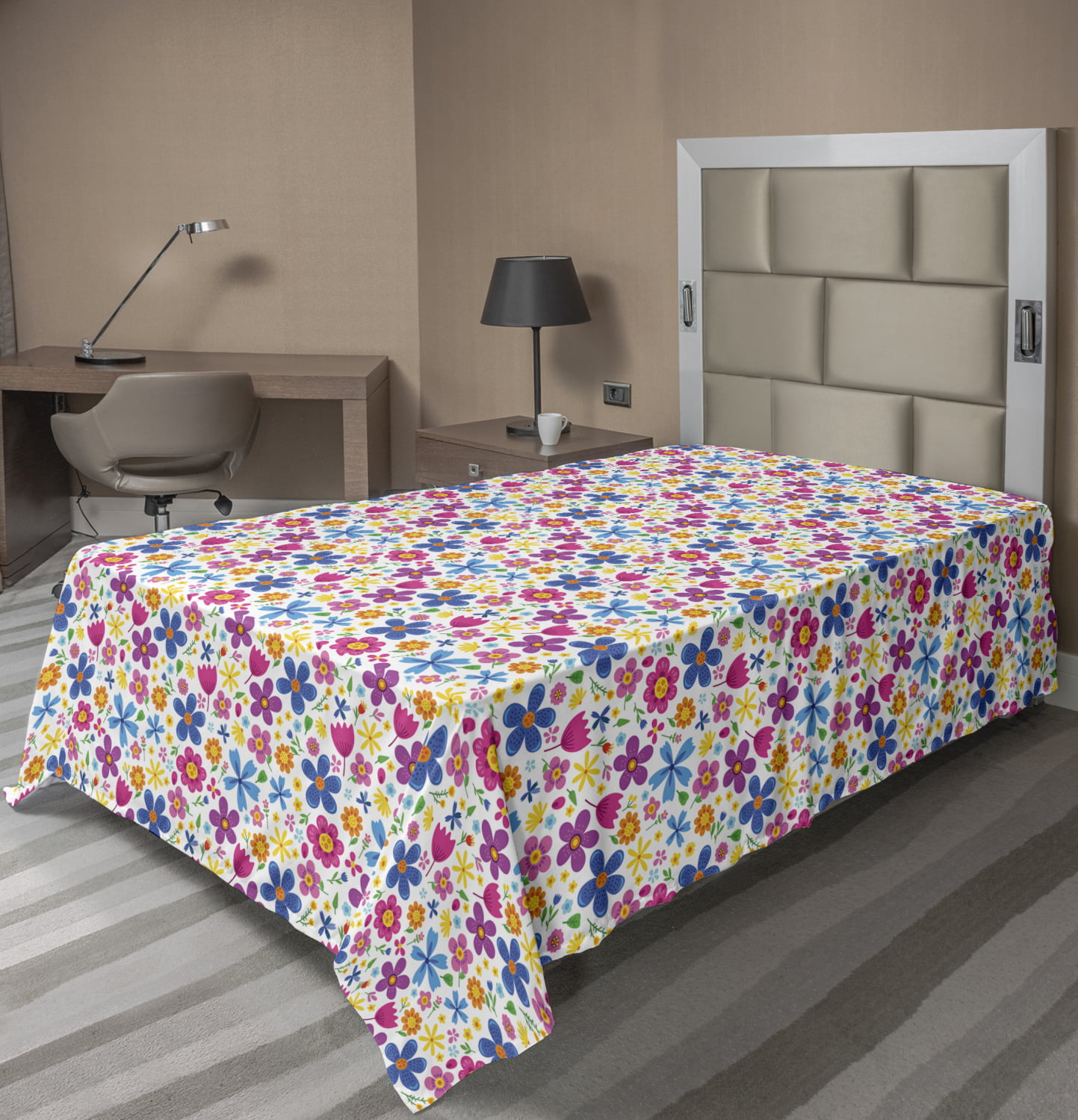Floral Flat Sheet Cartoon Design Funny Spring Thrill Pattern With Flower Petals Garden Soft Comfortable Top Sheet Decorative Bedding 1 Piece 6 Sizes Multicolor By Ambesonne Walmart Com Walmart Com