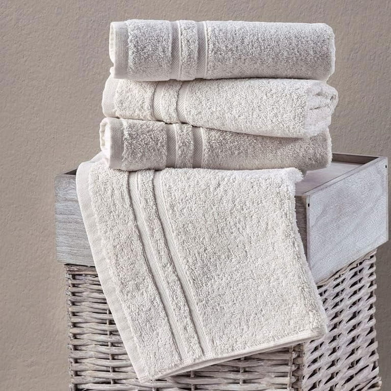 Hammam Linen 100% Cotton Towels Soft and Absorbent (White, Hand Towels)