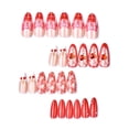 thumbnail image 3 of Uñas postizas adhesivas BSBTBZ 24 piezas, almendra, rojo cereza, strass, 3 of 8