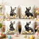 thumbnail image 5 of Juego de 4 fundas de cojín de Pascua | Fundas de cojín decorativas de 45 x 45 cm con estampados de conejos y huevos para sofá, cama y sofá | Decoración de temporada para el hogar, 5 of 6