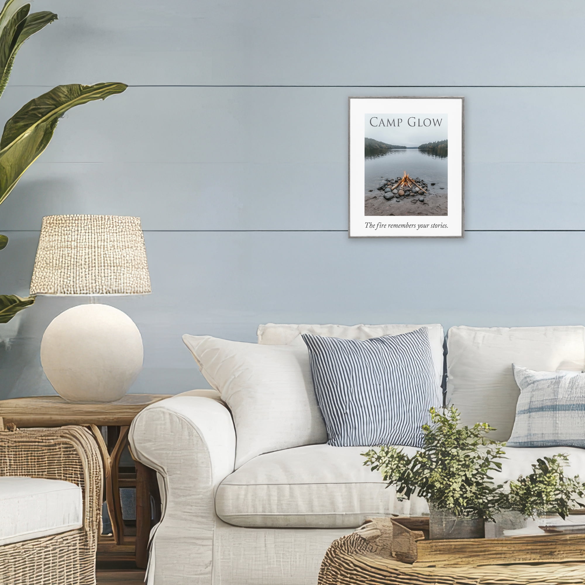 Stupell Industries Fire Remembers Your Stories Gray Framed Giclee Art, design by A Barefoot Stylist