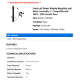 thumbnail image 2 of Front Left Power Window Regulator and Motor Assembly 1 - Compatible with 2005 - 2008 Suzuki Reno - Autopart Premium, 2 of 2