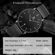 A ALPS Mens Watches Fashion Quartz Men's Watches Ultra Thin Minimalist Wristwatches with Stainless Steel Strap Gift for Man Father's Day Gifts