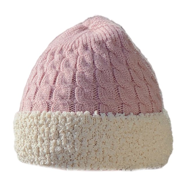 Sombreros cálidos tejidos para mujer, gorro térmico de hilo , casco protector elástico a prueba para decoración cio al aire libre - Rosado Sunnimix Sombrero de punto de mujer
