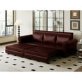 thumbnail image 4 of Aukfa 93.7" King Pull Out Sofa Bed, Faux Leather 3-in-1 Convertible Chesterfield Sleeper Sofa Couch with Nailhead Trim & Rolled Arms, Burgundy, 4 of 8