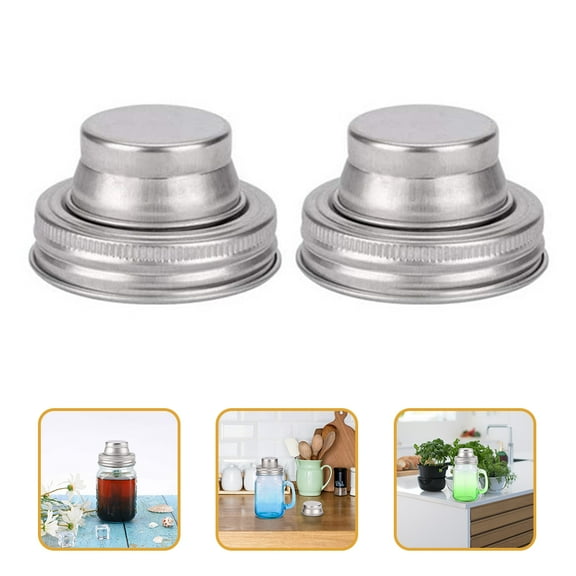 OFFIGAM 2-Pack Jar Shaker Lids Stainless Steel Round Flour Sifters for Baking and Cooking Home Use