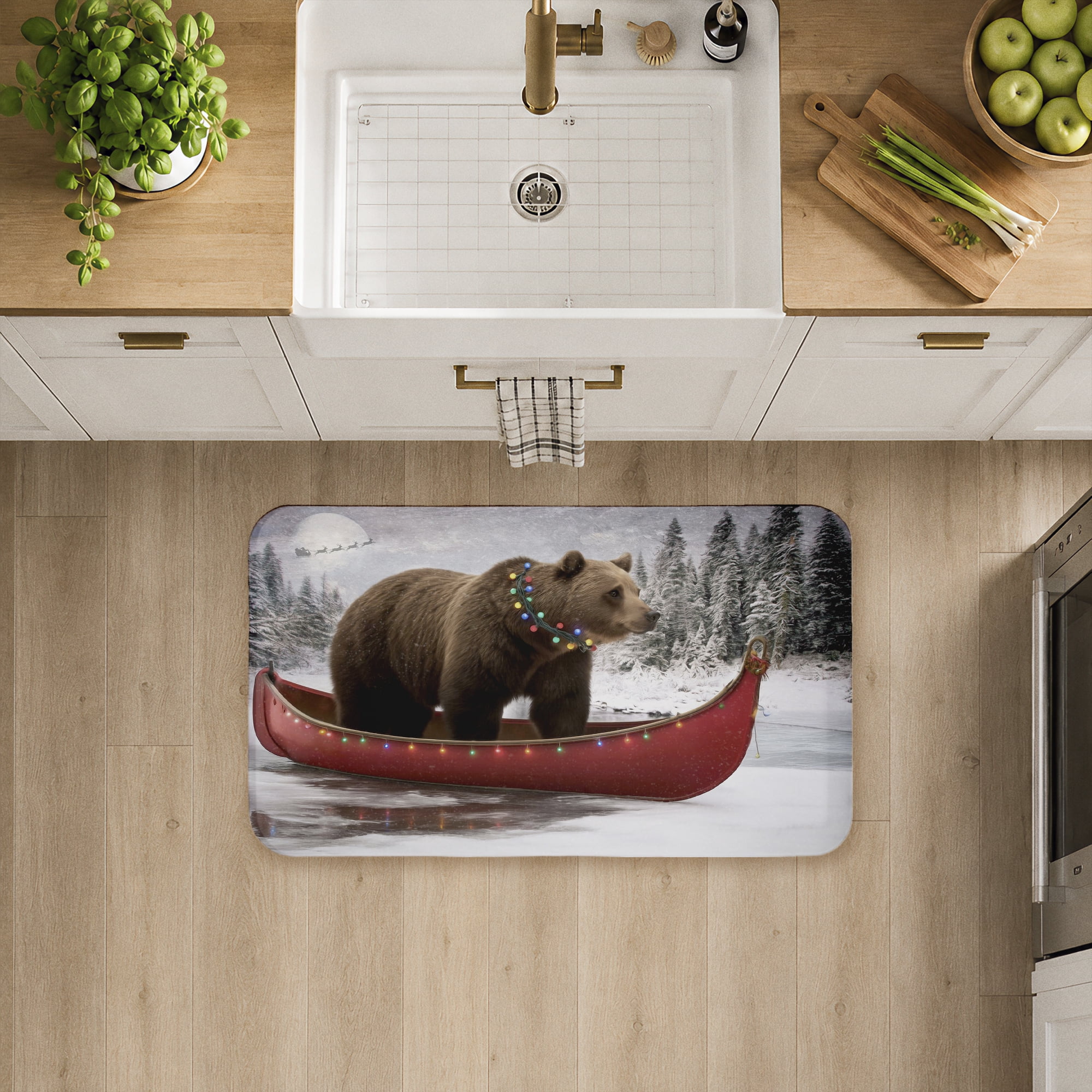 Stupell Industries Yuletide Voyage Bear Printed Anti-Fatigue Floor Mat, design by Kelley Parker
