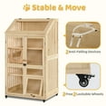 thumbnail image 6 of MCombo Wooden Cat House with Opening Top Skylight, Luxury Cat House with Multiple Levels for Indoor Cats, Lockable Doors, Wheels, CT392, 6 of 7