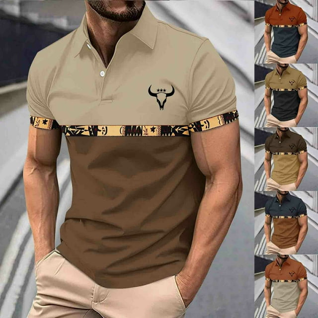 Sentmoon Mens Short Sleeve Shirts Oversized Relaxed Turndown Collar Athletic Tops Button Down with Print Mens Summer Clothes Streetwear for Climbing & Mountaineering Khaki XL
