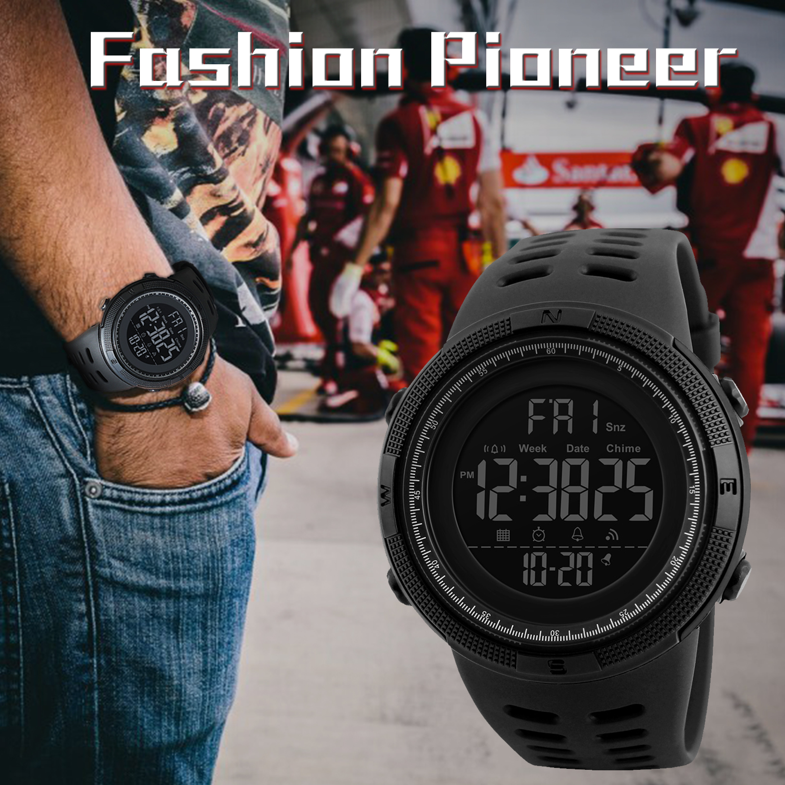 SKMEI Men's Black Digital Sport Watch Waterproof photo 3