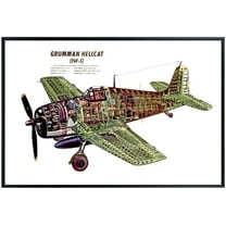 Grumman F6F Hellcat Wall Art – 11x17 Unframed WWII Aircraft Diagram Poster – Warbird Blueprint Print for Pilots and Aviation Enthusiasts
