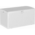 thumbnail image 1 of Coffre de Terrasse en Résine Étanche de 73 Gallons pour l'Intérieur et l'Extérieur, Contenant de Rangement Verrouillable pour Outils de Mobilier de Patio, Coffre de Terrasse Étanche Bac de Rangement de Patio pour Piscine et Jardin, Blanc, 1 of 8