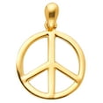 thumbnail image 2 of 14K Yellow Gold Peace Sign Cubic Zirconia CZ Charm Pendant with 1.2mm Flat Open Wheat Chain Necklace - 16", 2 of 6